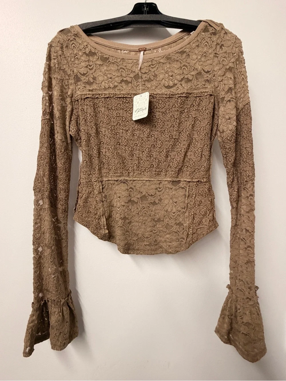Free People Lace Layering Long Sleeve in Dutch Cocoa